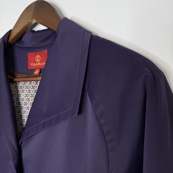 Cole Haan Coat Womens 12 Purple Thermore Insulated Long Button Trench Jacket - Picture 2 of 8